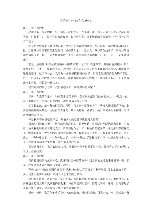 关于第一次钓鱼作文350字优秀作文