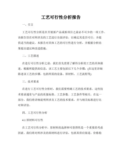 工艺可行性分析报告