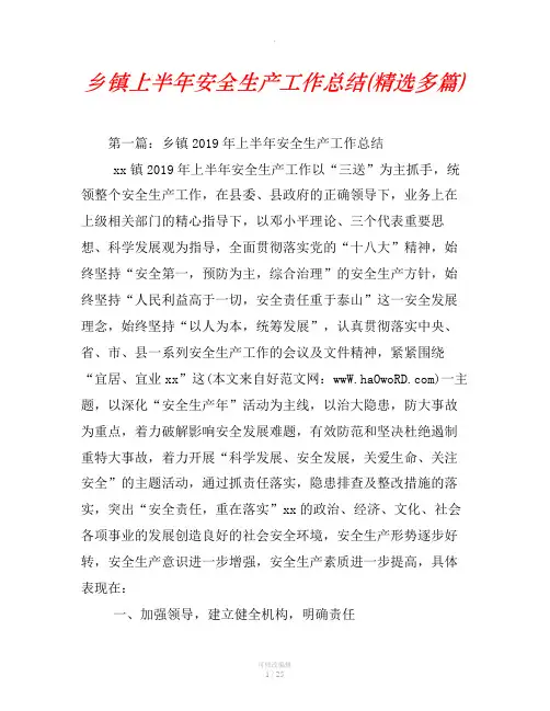 乡镇上半年安全生产工作总结(精选汇编)