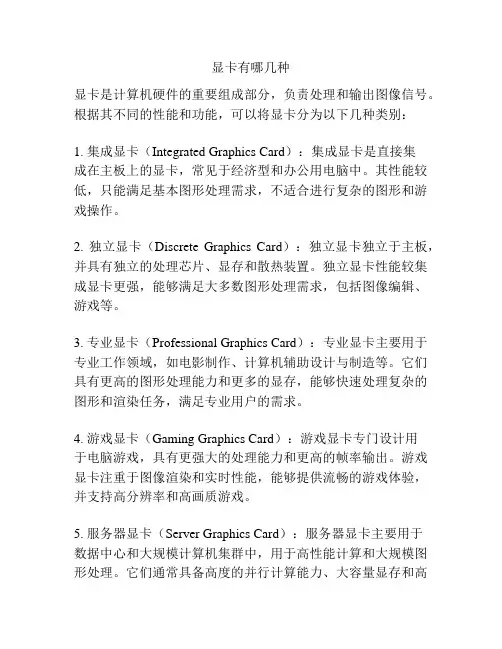 显卡有哪几种