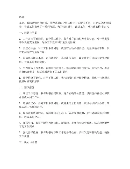 分管领导万能检讨书