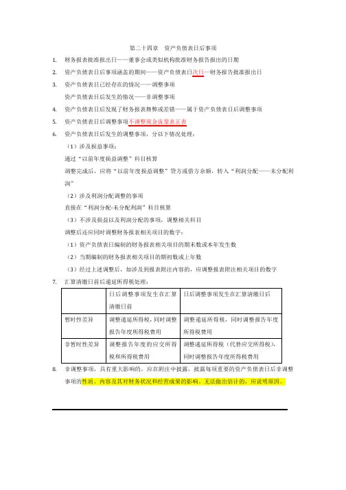 资产负债表日后事项知识点