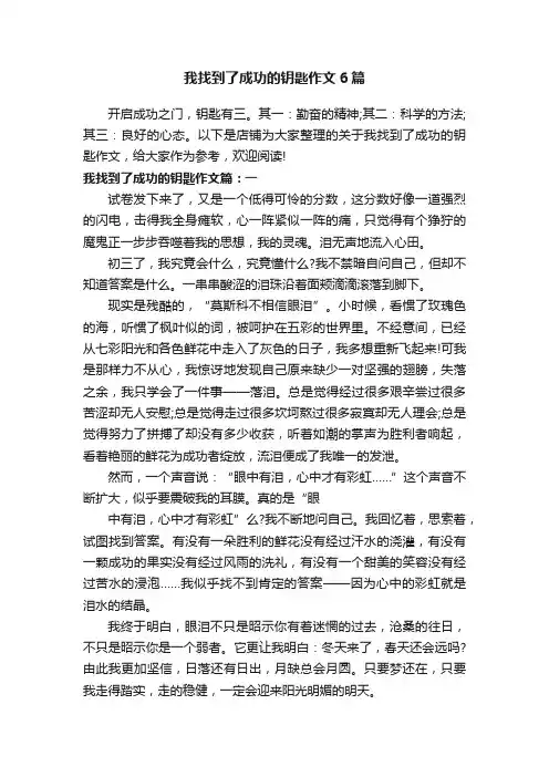 我找到了成功的钥匙作文6篇