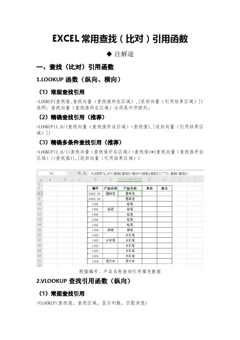 EXCEL常用查找(比对)引用三大函数的使用说明