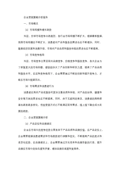  企业营销策略分析报告