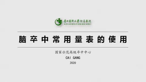 脑卒中(脑出血、脑梗死)常用量表评定