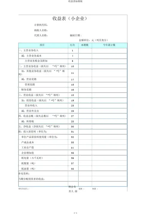 利润表标准版
