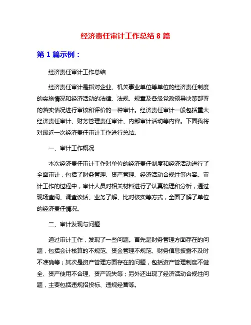 经济责任审计工作总结8篇