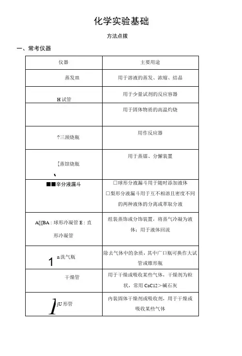 新高考高三化学专题精练 化学实验基础 (含答案)