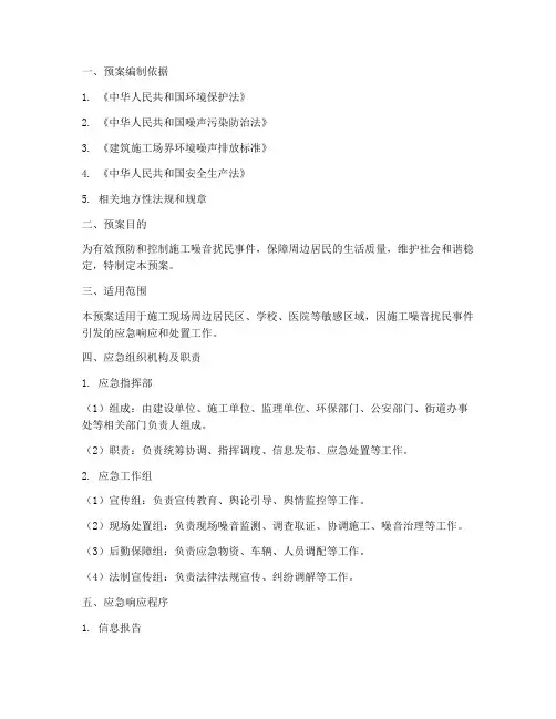 施工噪音扰民应急预案范文