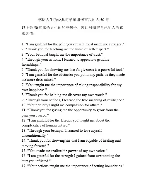 感悟人生的经典句子感谢伤害我的人50句