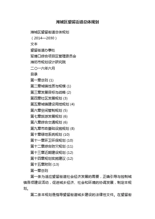潍城区望留街道总体规划