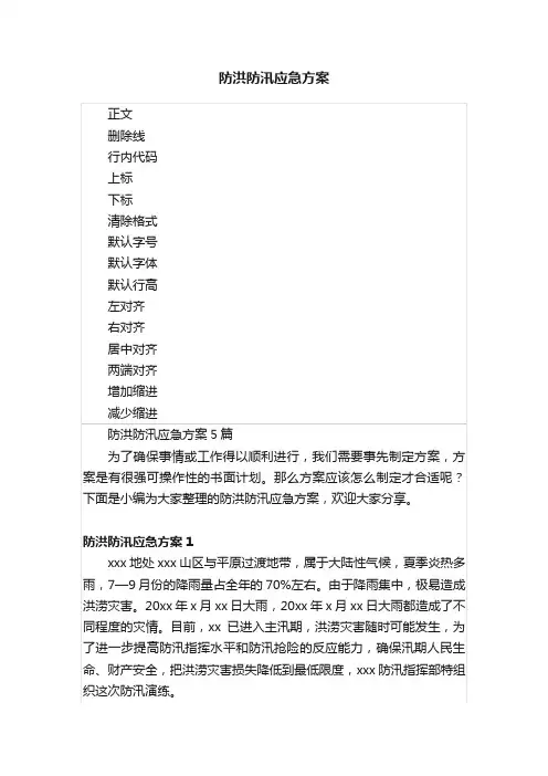 防洪防汛应急方案