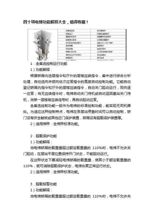 四十项电梯功能解释大全，值得收藏！