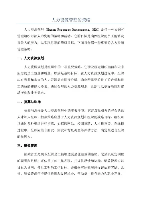 人力资源管理的策略