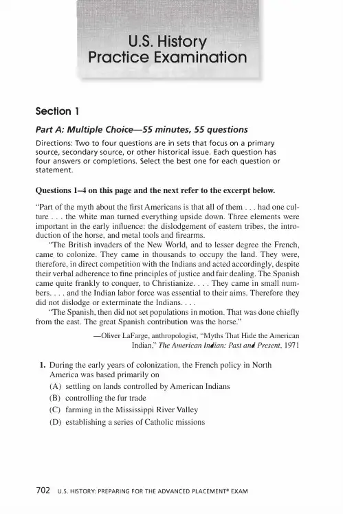 AP备考资料-美国历史 -模拟考试及其详解-第1套-AP US History