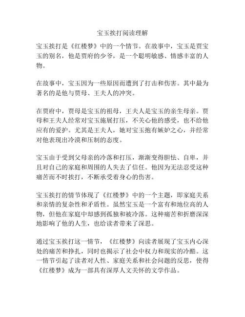 宝玉挨打阅读理解