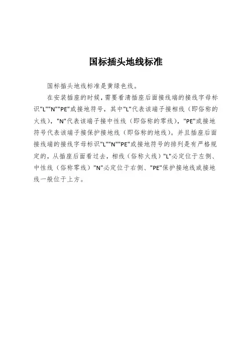 国标插头地线标准