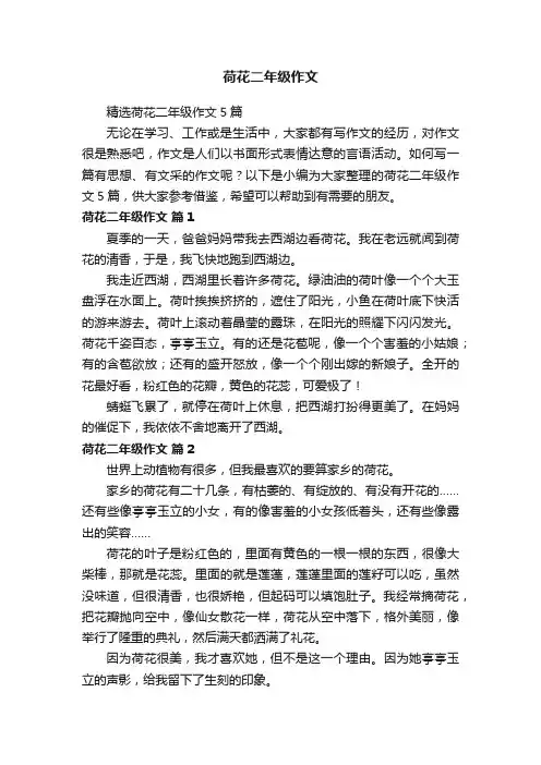 精选荷花二年级作文5篇