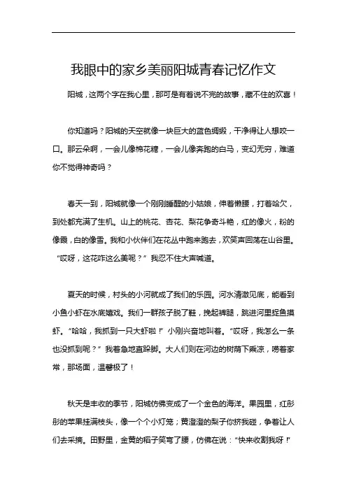 我眼中的家乡美丽阳城青春记忆作文