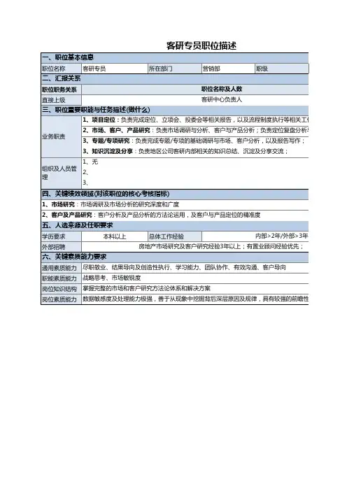 客研岗位描述