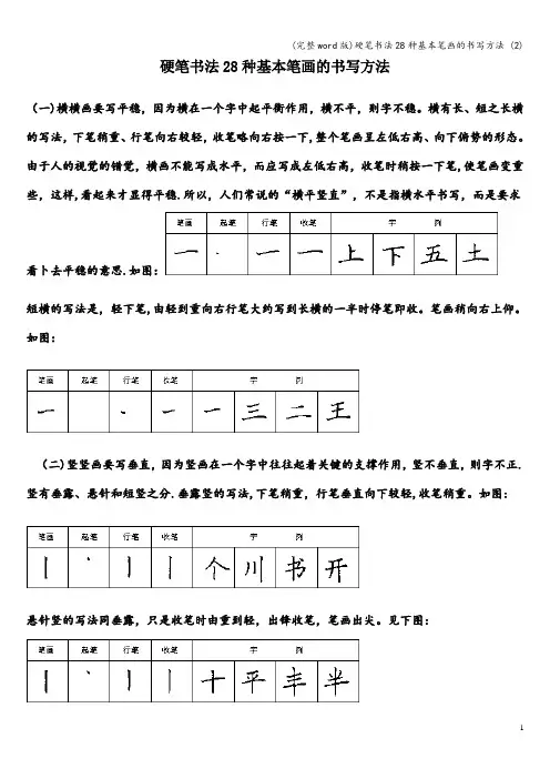(完整word版)硬笔书法28种基本笔画的书写方法 (2)