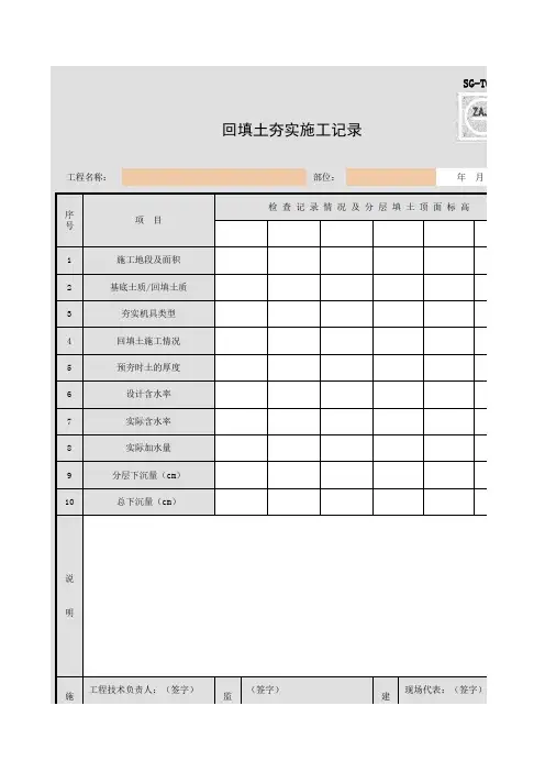 SG-T012_回填土夯实施工记录