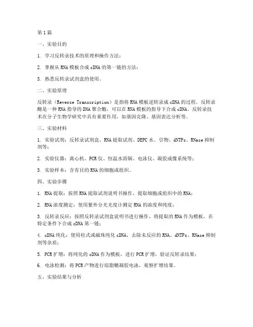 反转录的实验报告(3篇)