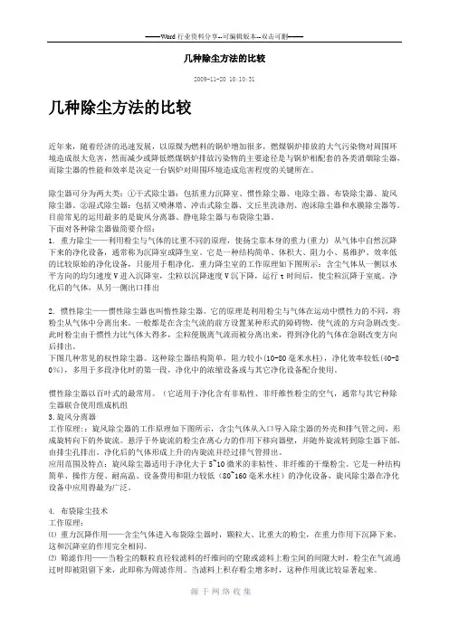 各类除尘方式对比