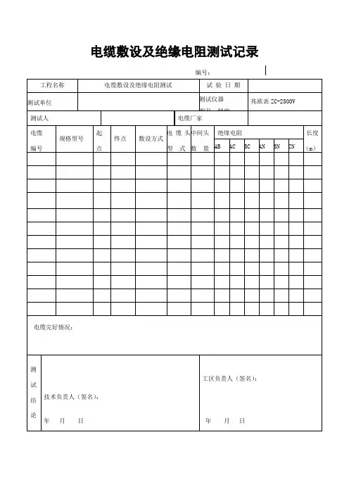 接地电阻及绝缘电阻测试记录