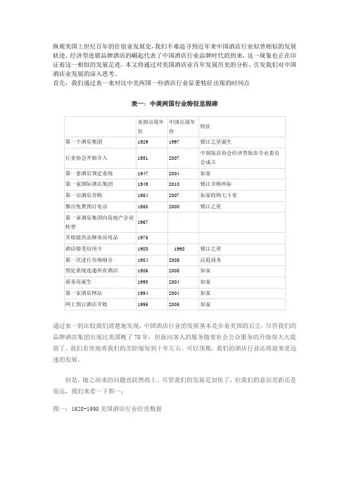 纵观美国上世纪百年的住宿业发展史