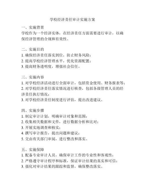 学校经济责任审计实施方案