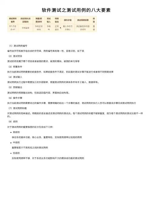 软件测试之测试用例的八大要素