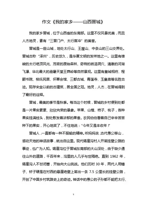 山西晋城作文600字
