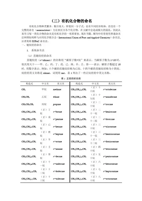 有机化合物的命名