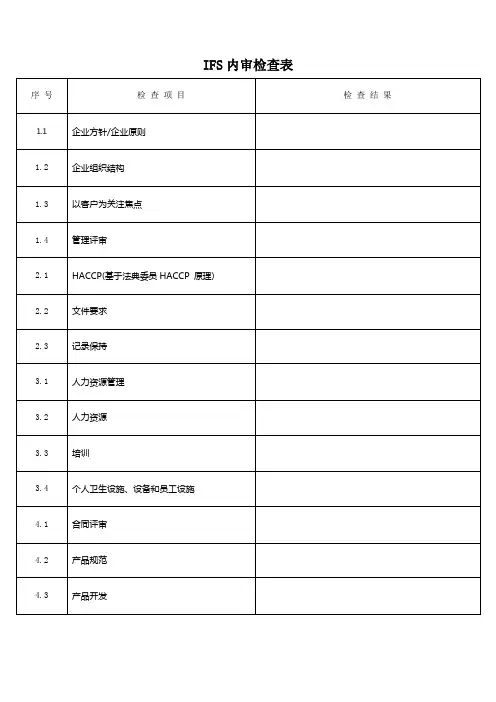 IFS内审检查表