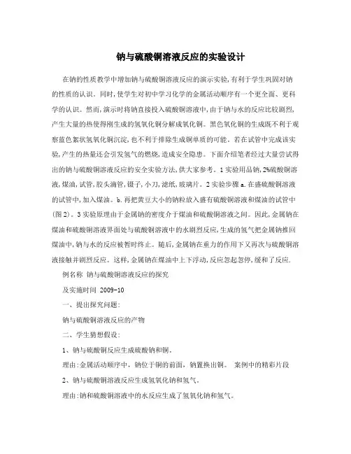 钠与硫酸铜溶液反应的实验设计