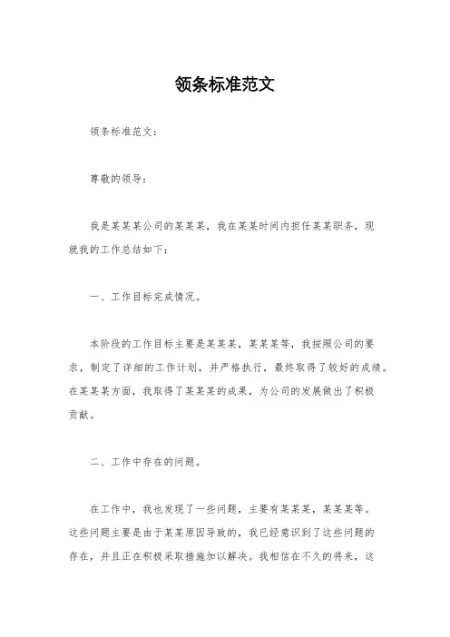领条标准范文