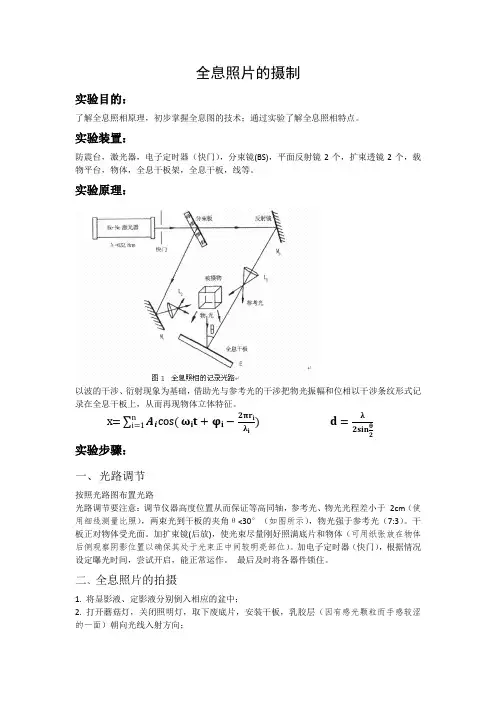 大学物理-全息照片实验报告