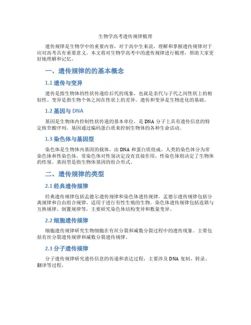 生物学高考遗传规律梳理