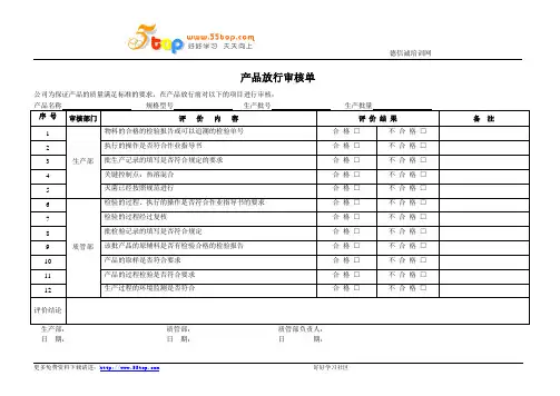 产品放行审核记录表