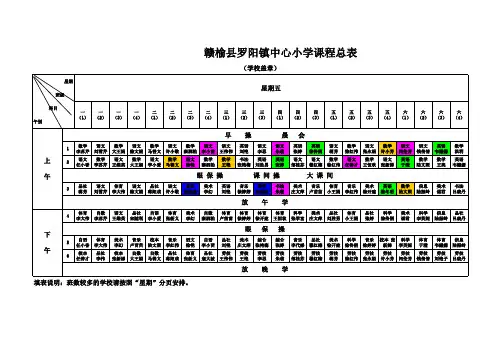 罗阳小学总课程表