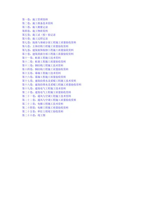 建筑工程资料案卷分法(例)
