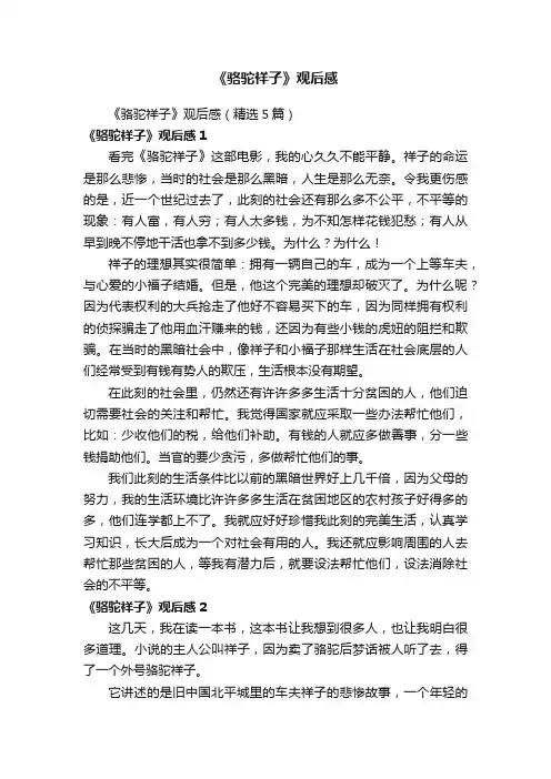 《骆驼祥子》观后感（精选5篇）