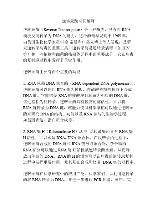 逆转录酶名词解释