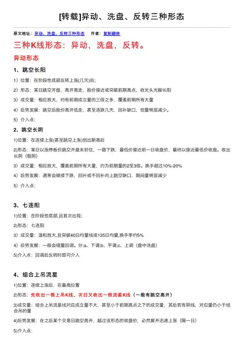 [转载]异动、洗盘、反转三种形态