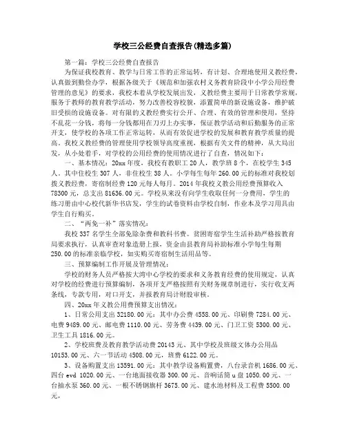 学校三公经费自查报告(精选多篇)