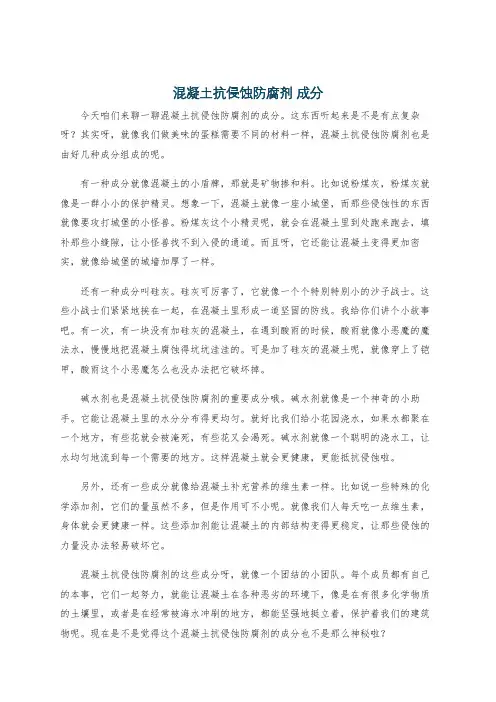 混凝土抗侵蚀防腐剂 成分