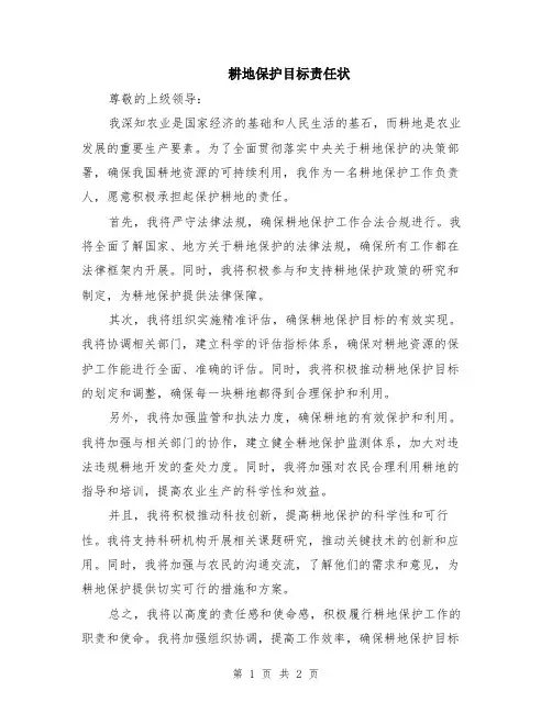 耕地保护目标责任状