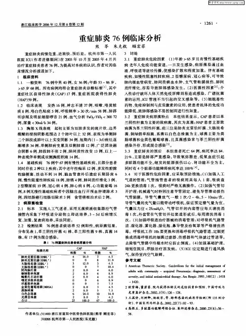 重症肺炎76例临床分析